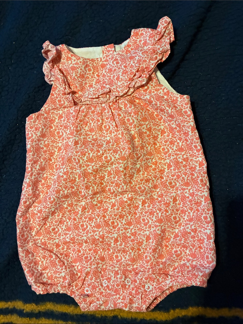 Janie and Jack Coral Floral Ruffle Romper